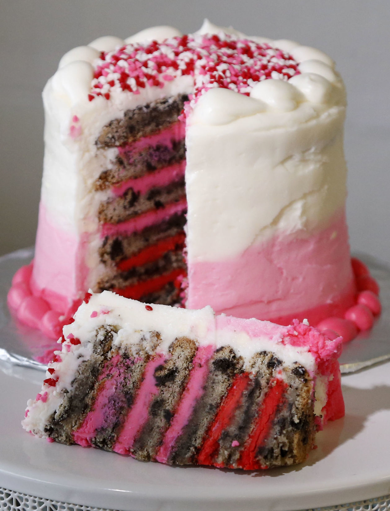 Stacked cookie cake at OK Cookie Momster